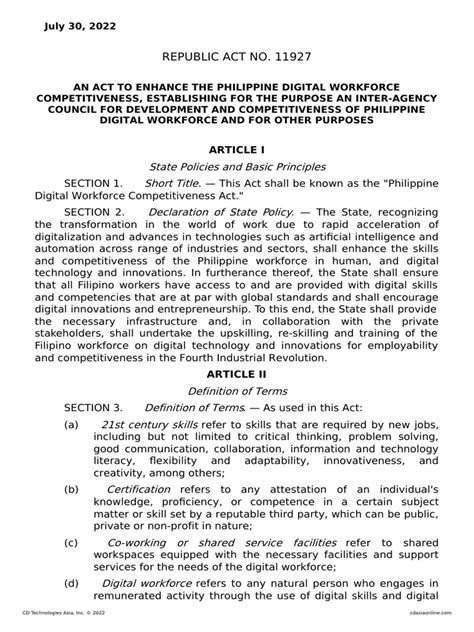 Republic Act No. 11927 .